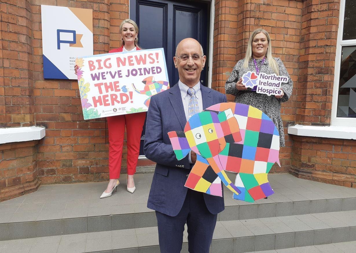 Pinnacle chairman ken montgomery with pinnacle marketing director fran mckee and leanne dawson corporate fundraiser for ni hospice elmerjpg